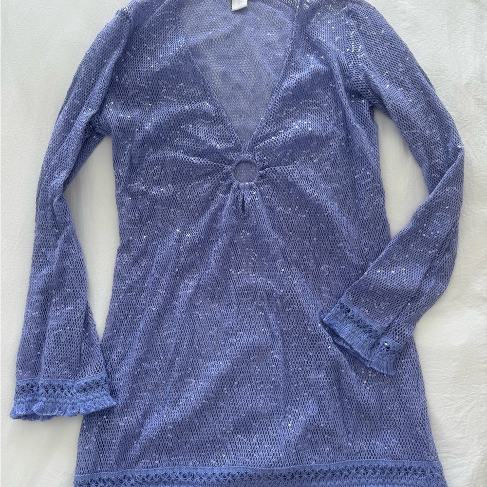 House of Harlow Sequin Purple Crochet Dress | Swim Cover Up | size Small
